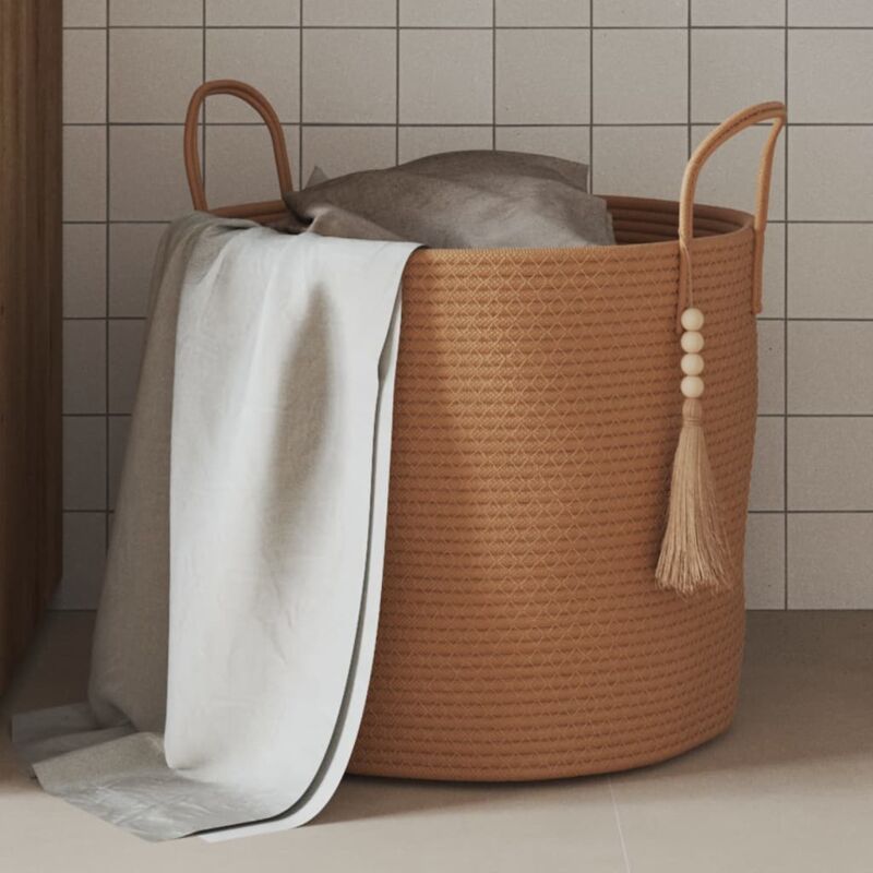 Panier de rangement marron Ø40x35 cm coton Vidaxl