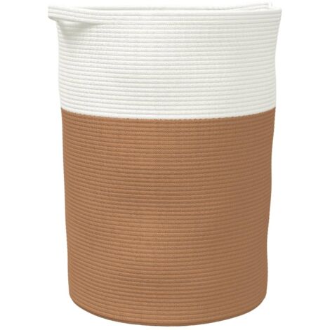 Panier de rangement marron et blanc Ø49x65 cm coton CFW837683