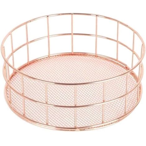 Panier de rangement - Métal - Or rose - 16,5 x 6,5 cm - Design vintage - Multifonctionnel
