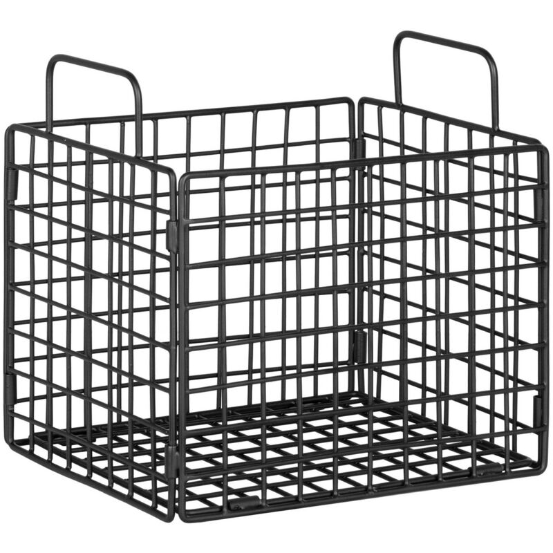 Epikasa - Panier Décoratif de Rangement Mora, Métal, Noir, 20x25x25 cm