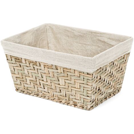 Panier de rangement naturel taille M - COMPACTOR - 38.5 x 28.5 x H.20.5 CM - Naturel et blanc