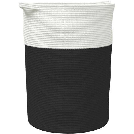 Panier de rangement noir et blanc Ø49x65 cm coton CFW496946