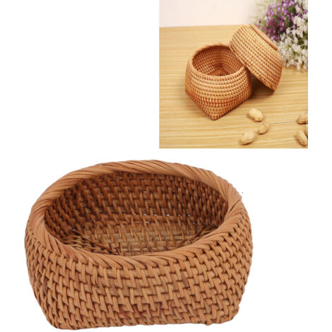 [Panier de Rangement] Panier en Rotin Naturel Fabriqué à la Main, Organisateur Exquis pour Sets de Thé et Vaisselle