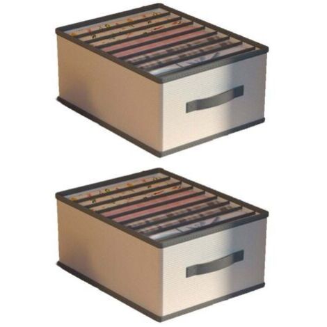 Panier de rangement pliable 2 pièces, boîte de rangement pour vêtements, organisateur de vêtements, grande taille 9 compartiments, gris beige