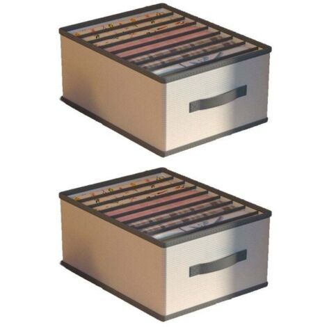 Panier de rangement pliable 2 pièces, boîte de rangement pour vêtements, organisateur de vêtements, grande taille 9 compartiments, gris beige