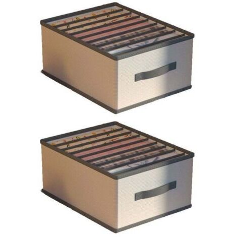 Panier de rangement pliable 2 pièces, boîte de rangement pour vêtements, organisateur de vêtements, grande taille 9 compartiments, gris beige