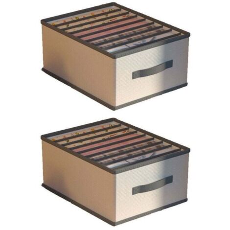 Panier de rangement pliable 2 pièces, boîte de rangement pour vêtements, organisateur de vêtements, grande taille 9 compartiments, gris beige
