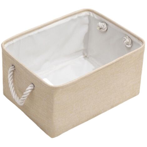 Panier de rangement pliable, boîte de rangement pliable pour linge, organisateur en tissu adapté à la maison, au bureau et à la chambre, beige.