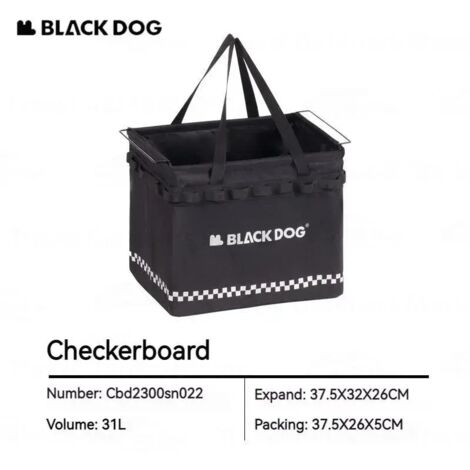 Panier de rangement pliable de voyage (noir) 31 L, multifonctionnel, portable, pour le camping et la voiture, supportant jusqu'à 12 kg.
