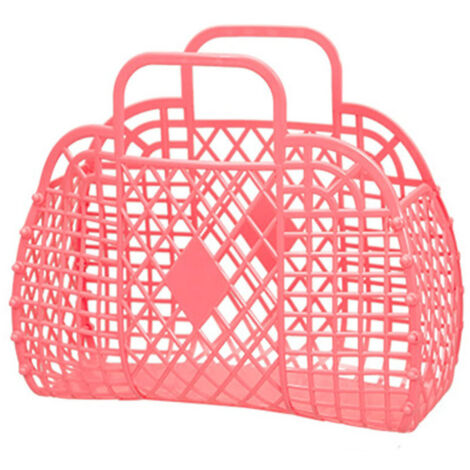 Panier de rangement pliable en plastique réutilisable, pour plage, maison, shopping, jouets, vêtements, rouge 250x110x220mm