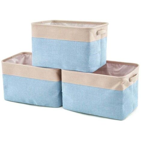 Panier de rangement pliable en toile avec poignées - Lot de 3