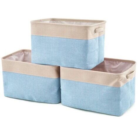 Panier de rangement pliable en toile avec poignées - Lot de 3