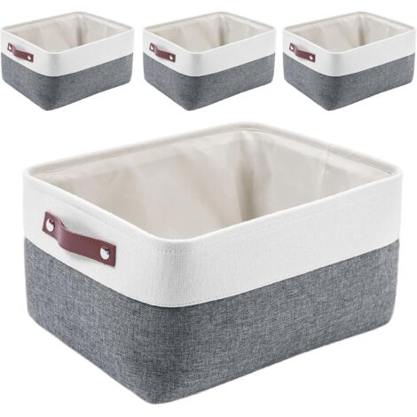 Panier de Rangement Pliable - Lot de 4 - Tissu Tissé Gris - Capacité 20kg - Pour Vêtements et Jouets