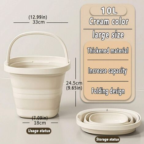 Panier de rangement pliable – Matériau durable, bassine multifonctionnelle, seau de pêche portable pour la voiture et les activités de plein air, panier à linge grande capacité pour la maison, seau à 