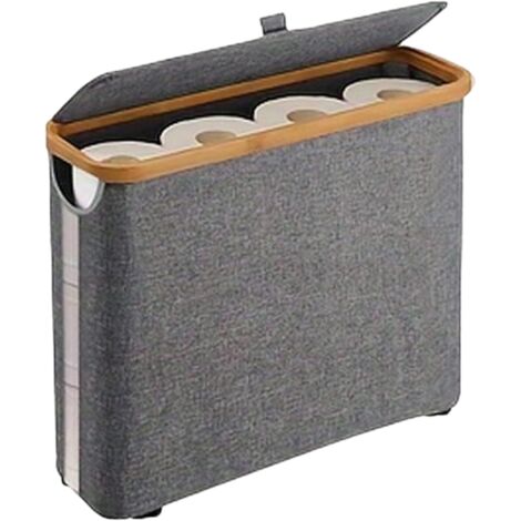 Panier de rangement pliable pour papier toilette avec couvercle, idéal pour organiser votre salle de bain.