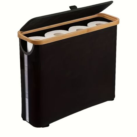 Panier de rangement pliable pour salle de bain , boîte de rangement pour rouleaux de papier toilette, étagère de salle de bain (noir)