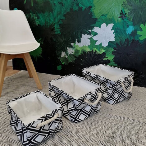 Panier de rangement pliable rectangulaire x 3 - Carré - SILUMEN