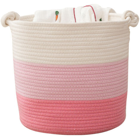 Panier de rangement pour articles de bébé, panier à linge avec poignée, rose
