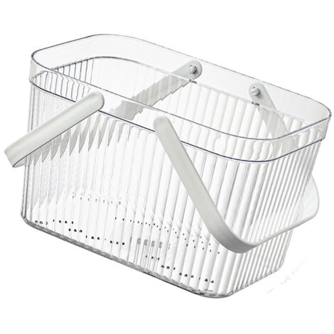 Panier de Rangement pour Bain PANIER TEX STYLSH Large Capacité Organisateur de Stockage pour Salle de Bain avec Poignée Blanc PET 500g