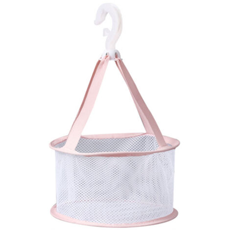 Panier de Rangement pour Éponges à Maquillage, Filet Séchage Brosse à Maquillage, Organisateur Suspendu Rose 20cm