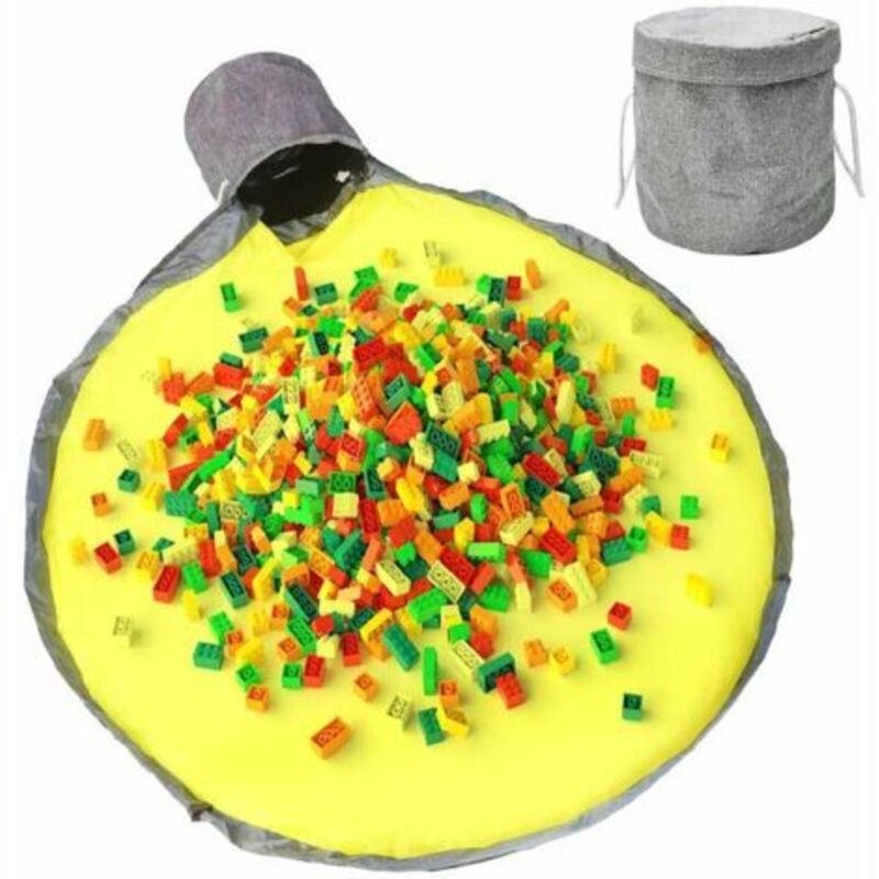 Dpzo Grau Spielzeug-Aufbewahrungskorb Und Spielmatte – Lego-Aufbewahrungstasche, Tragbare Spielmatte, Große Spielzeugtasche – Inhhub