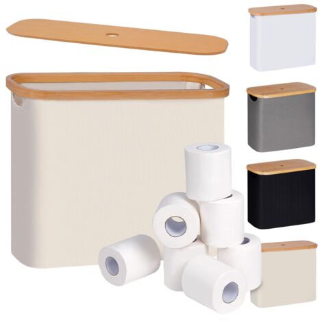 Panier de rangement pour papier toilette avec couvercle (beige)