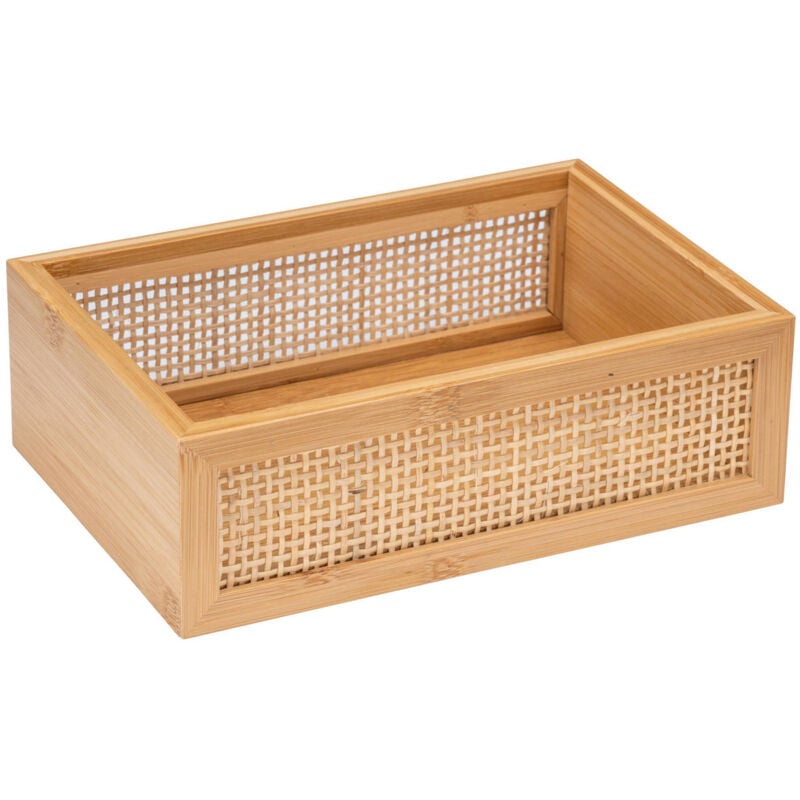 Wenko - Bac de rangement Salle de bain Allegre rangement salle de bain pour accessoires toilette, bambou et rotin tressé, l, 22x7x15cm