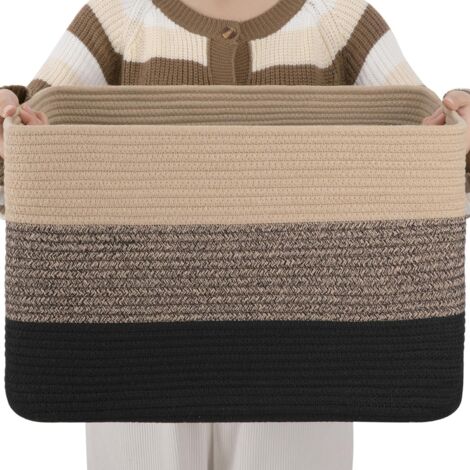 Panier de rangement pour vêtements de chambre à coucher, panier de rangement pour jouets et divers, 554330cm, trois pièces noir + kaki