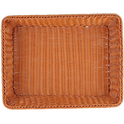 Panier de rangement rectangulaire pour pain, fruits et aliments - Bureau, cuisine, restaurant - Couleur café, taille XL