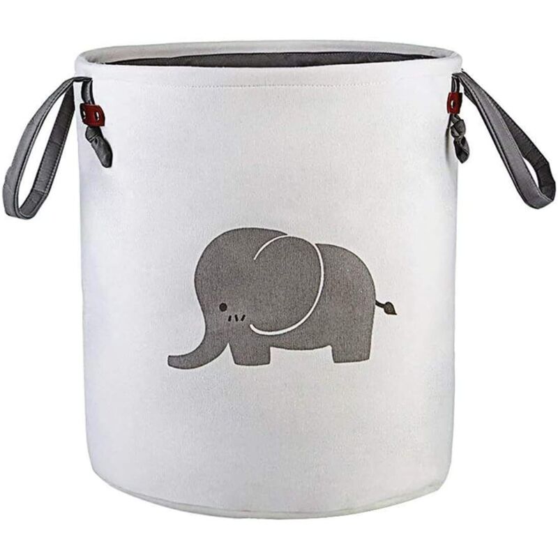 Tigrezy - Panier de rangement rond pliable en coton pour chambre de bébé, jouets, linge, vêtements de bébé, paniers cadeaux (éléphant) (gris)