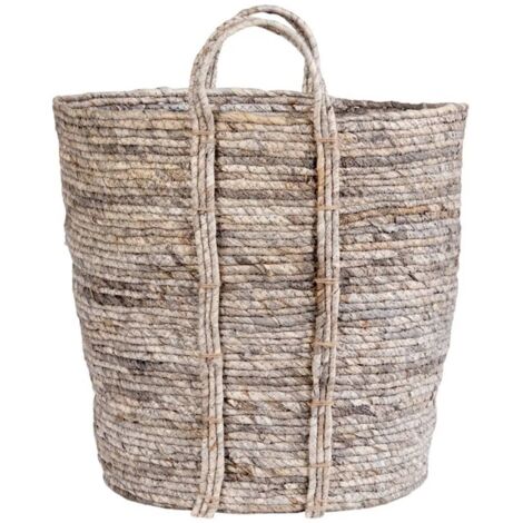 Panier de rangement rond UDINE – Feuille de maïs grise