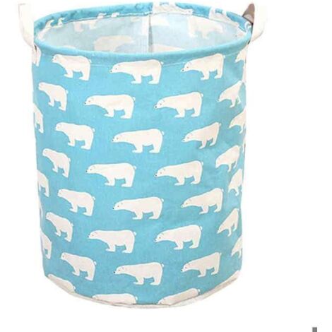 Panier de rangement - Sans marque - Ours bleu - Pliable - Imperméable - Coton et lin