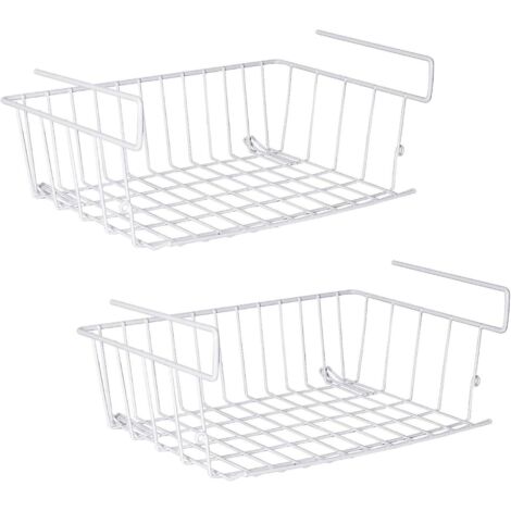 Panier de rangement suspendu en fil métallique à double crochet pour placard de cuisine et garde-manger -