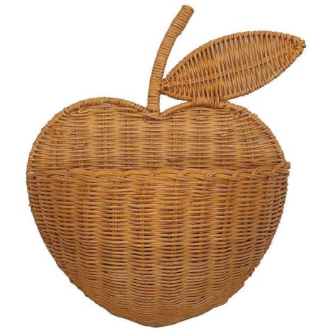 Panier de rangement suspendu en rotin tressé à la main en forme de fruits, mignon et décoratif, pour vêtements suspendus. Décoration intérieure.