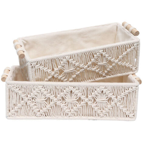 Panier de rangement tressé en corde de coton - 30x14x10cm,lot de 2 - RWPanier