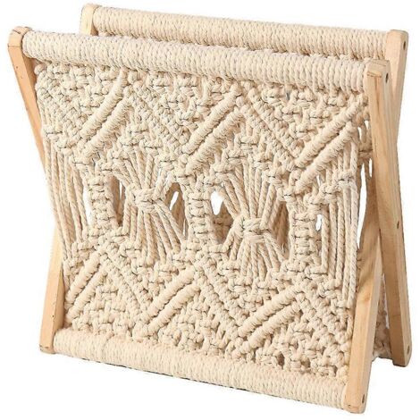 Panier de rangement tressé en coton nordique style bohème macramé porte-revues pliable étagère de bureau