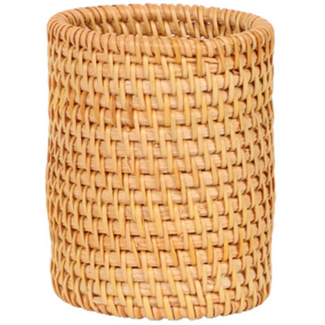 Panier de Rangement Tressé en Rotin pour Cuisine, Organisateur de Couteaux et Ustensiles, Décoration de Table Rustique