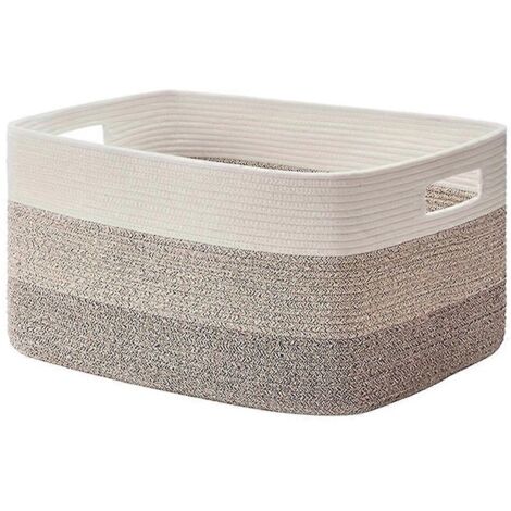 Panier de rangement tressé extra large, panier en corde de coton - Marron dégradé
