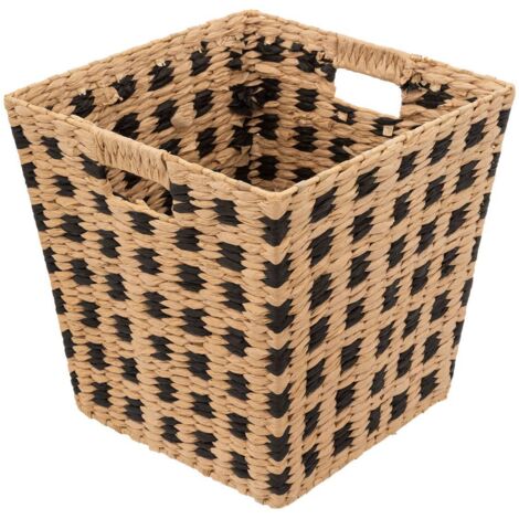 Panier de rangement tressé naturel et noir 31 x 31 cm - Five
