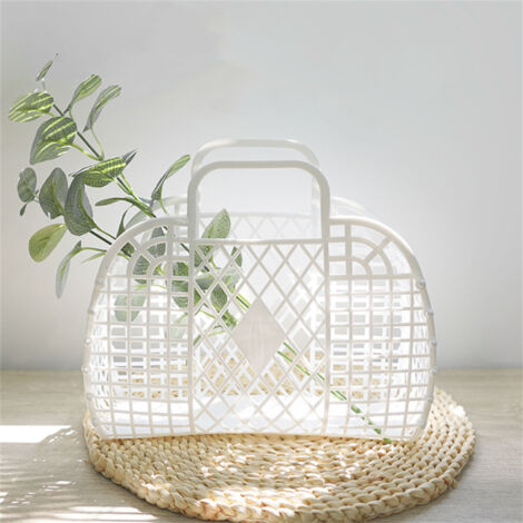 Panier de rangement ventilé plastique portable et réutilisable - Blanc 250x110x220mm/9.84x4.33x8.66in - 100g