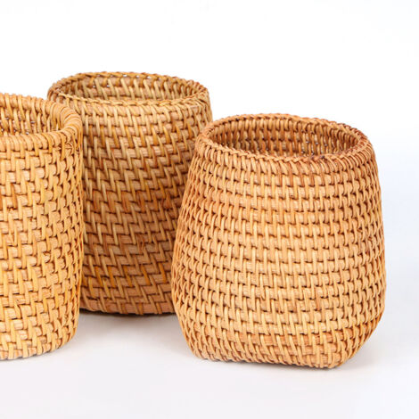 Panier de Rotin pour Organiser Couteaux et Ustensiles de Cuisine, Décoration Rustique