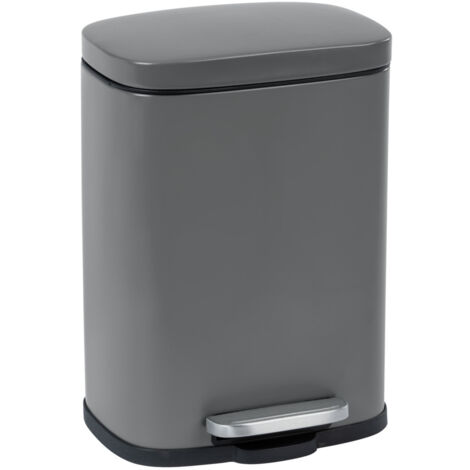 Panier de salle de bain avec pédale Easy Close 5l, couleur gris, Wenko