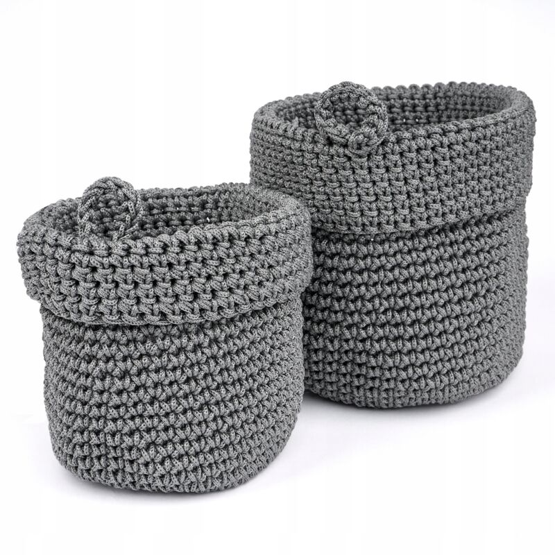 PANIER DE SALLE DE BAIN TRESSÉ, gris, lot de 2 à suspendre