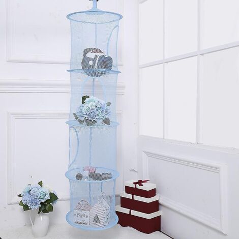 panier De Schage Pour Sous-vtements  4 Couches (bleu), Filet De Rangement En Filet Suspendu, Bote De Rangement Pour Jouets Suspendus, Panier De Ra