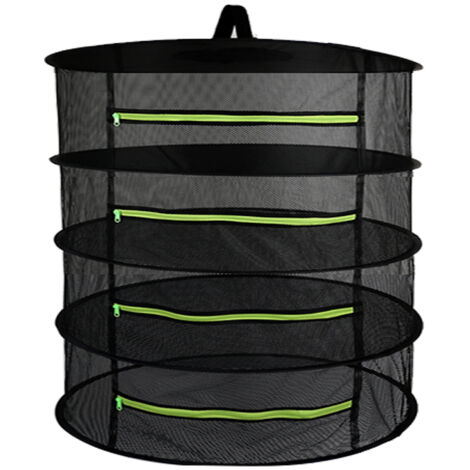 Panier de séchage à 4/6/8 couches, filet de séchage pour plantes, support de séchage, fermeture éclair fermée, filet de séchage à fermeture éclair verte, 4 couches,Vert, 4 couches
