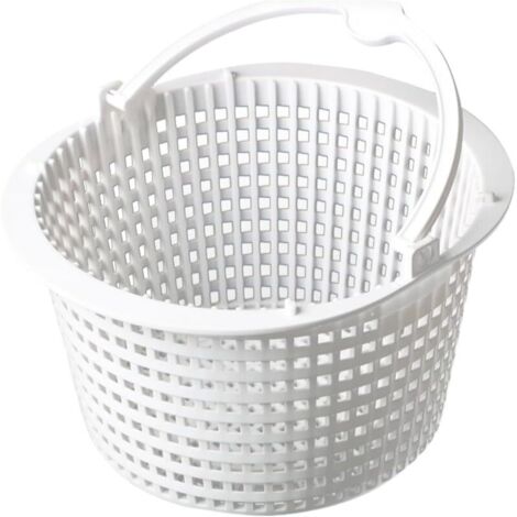Panier de skimmer de 16 cm, panier de rechange pour skimmer standard, tamis de piscine de 16 cm de diamètre, avec poignée pour un retrait facile, résistant au chlore, stable (blanc)