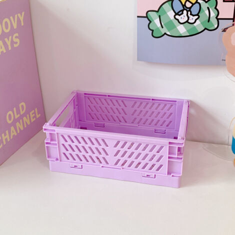Panier de Stockage Miniature Plastique Démontable Panier Organisateur Petit pour Fournitures Scolaires Cosmetics Violet
