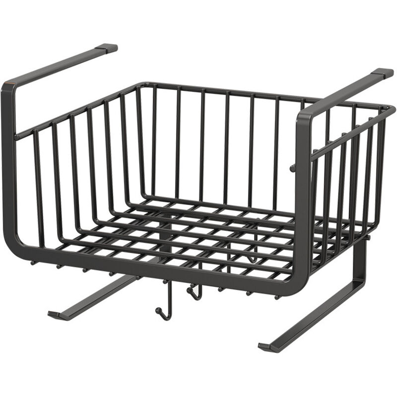 Panier de tiroir avec crochets – porte-essuie-tout, organisateur de rangement pour placards de cuisine – 28 cm, noir