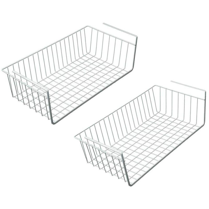 Qiyao - Panier de tiroir de 40 cm, organisateur de rangement sous armoire (2 pièces, blanc)