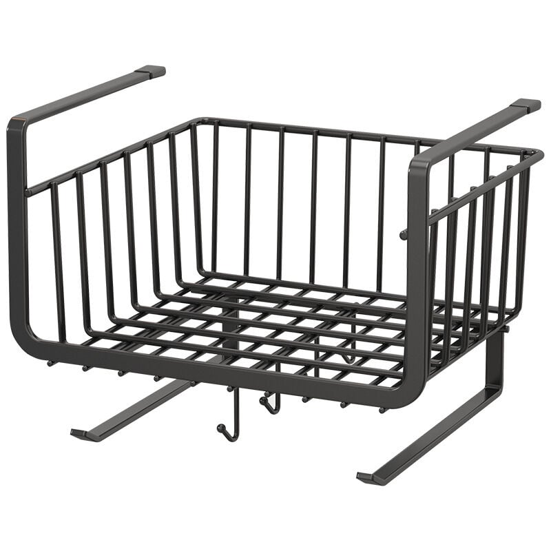 Panier de tiroir, étagère de rangement de type tiroir d'armoire, armoire sans perforation avec crochet de porte - serviettes en papier - 28cm,Noir